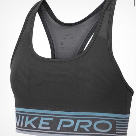 Nike Other - Nike Pro Sports Bra Gray & Light Blue Sz Medium